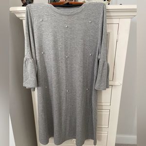 Grey Lane Bryant beaded jersey dress with ruffle sleeves. 18/20. EUC